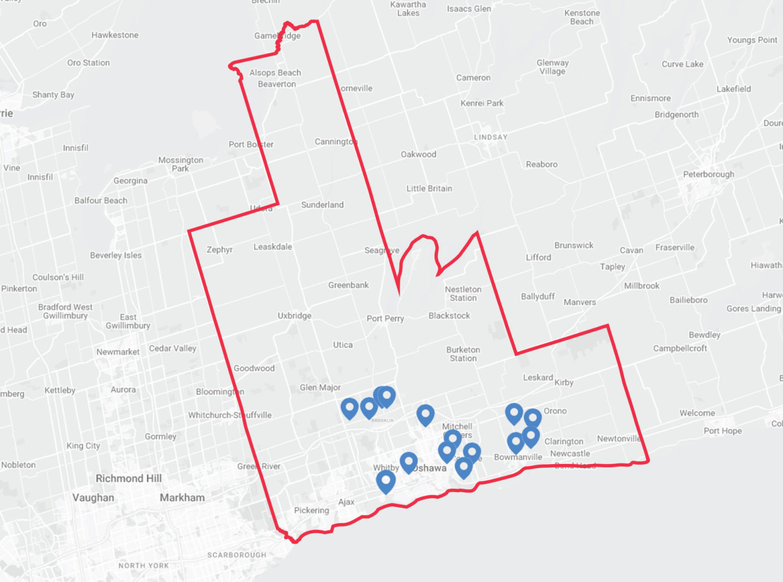 The Regional Municipality Of Durham A Region On The Rise Greybrook   Durham Region Map Outlined 1 1536x1142 